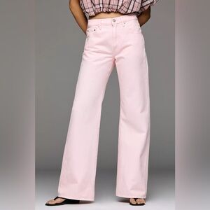 Pistola Larson High Rise Relaxed Wide Leg Jeans Blush Pink Anthropologie size 30